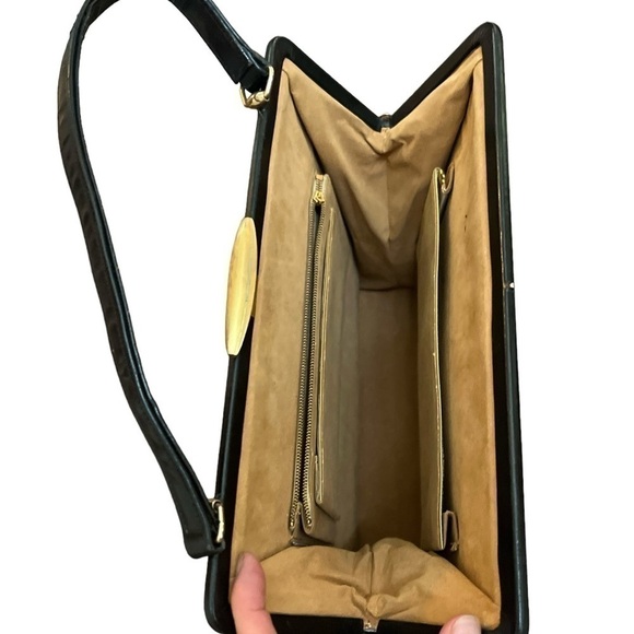 Vintage Tapestry Carpet Bag Purse Leather Trim Handle Large Floral Rare 1950s - Picture 5 of 13